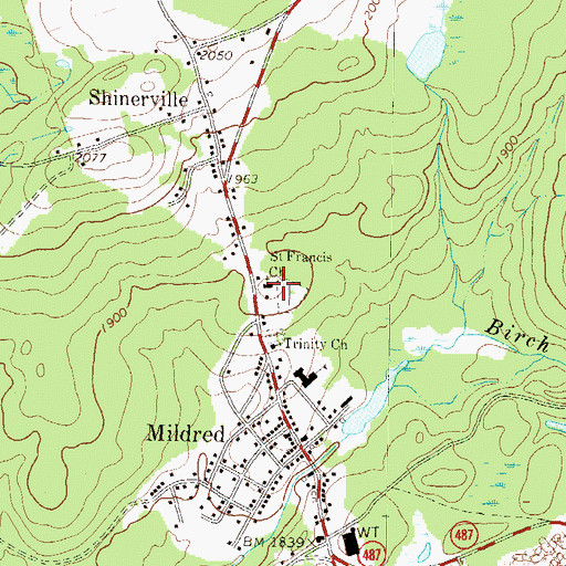 Topographic Map of Saint Francis Church, PA
