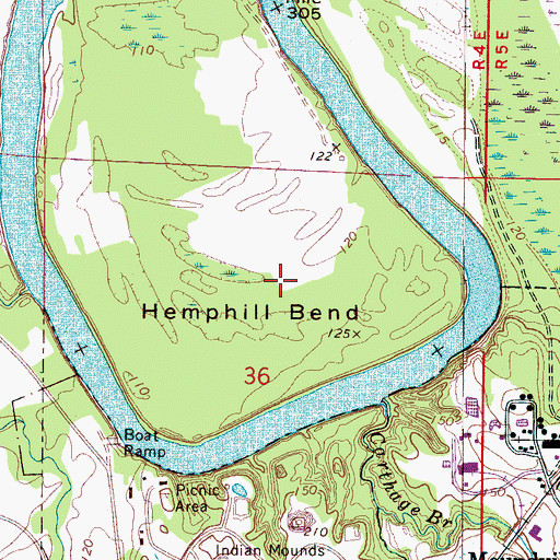 Topographic Map of Hemphill Bend, AL