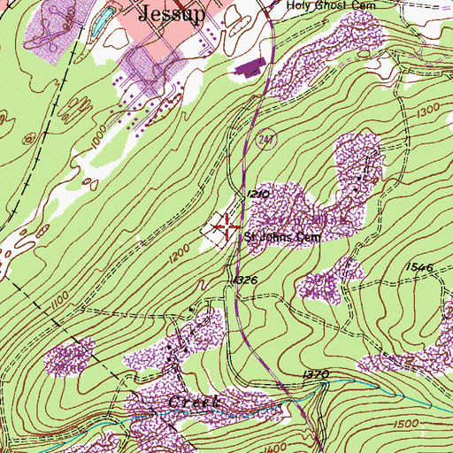 Topographic Map of Saint Johns Cemetery, PA