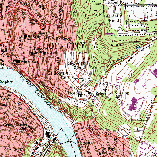 Topographic Map of Saint Josephs Cemetery, PA