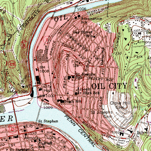 Topographic Map of Saint Josephs School, PA