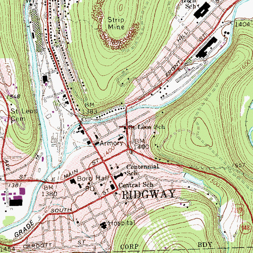 Topographic Map of Saint Leos School, PA
