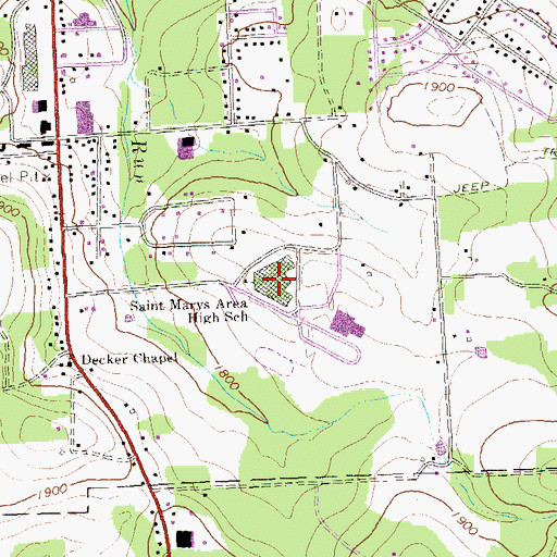 Topographic Map of Saint Marys Area High School, PA