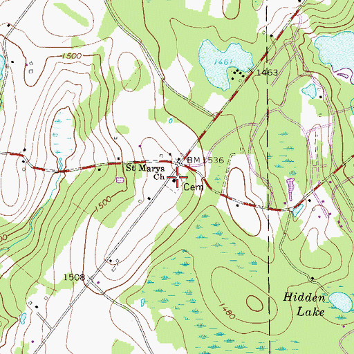 Topographic Map of Saint Marys Church, PA