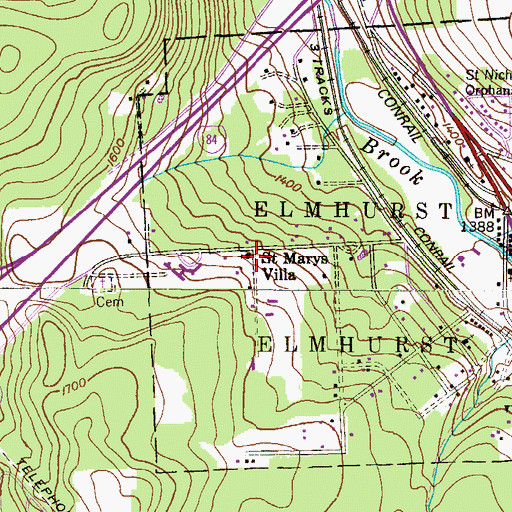 Topographic Map of Saint Marys Villa, PA