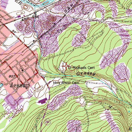 Topographic Map of Saint Michaels Cemetery, PA