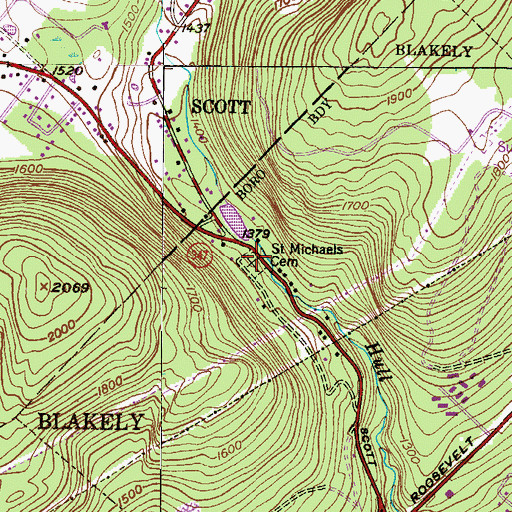 Topographic Map of Saint Michaels Cemetery, PA