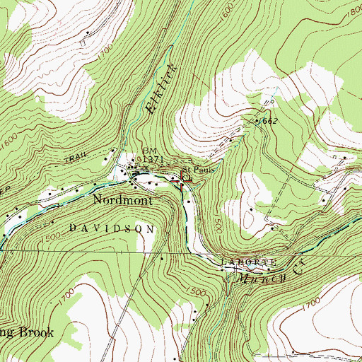 Topographic Map of Saint Pauls Church, PA