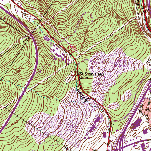 Topographic Map of Saint Stanislaus Cemetery, PA