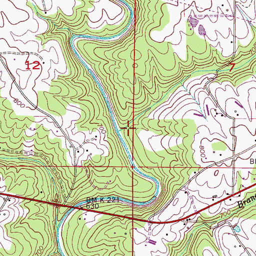 Topographic Map of Henderson Branch, AL
