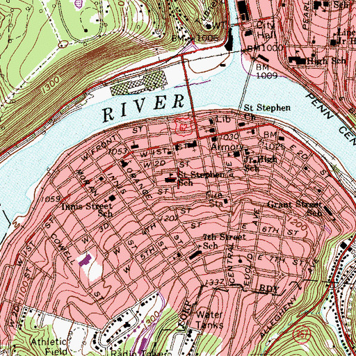 Topographic Map of Saint Stephen School, PA