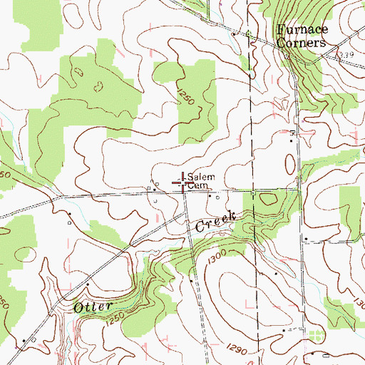 Topographic Map of Salem Cemetery, PA