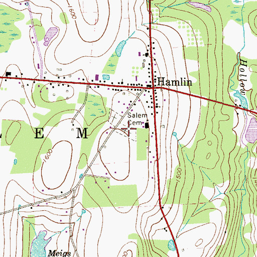 Topographic Map of Salem Cemetery, PA
