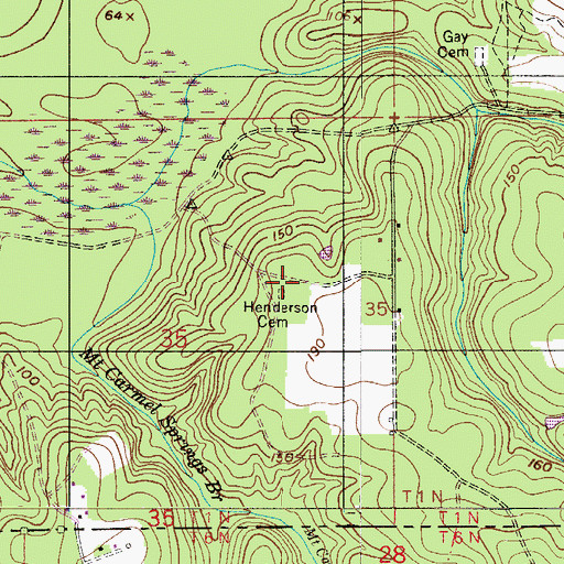 Topographic Map of Henderson Cemetery, AL