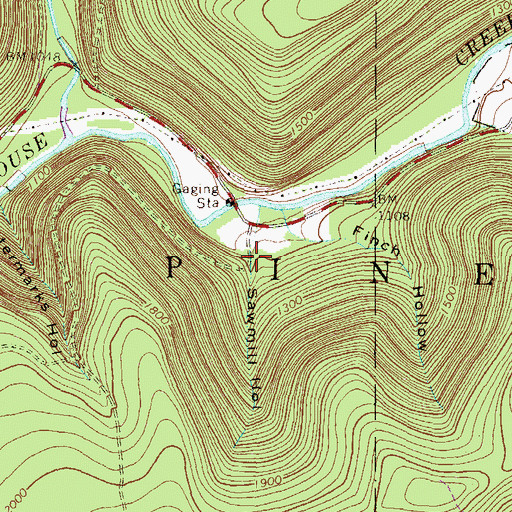 Topographic Map of Sawmill Hollow, PA
