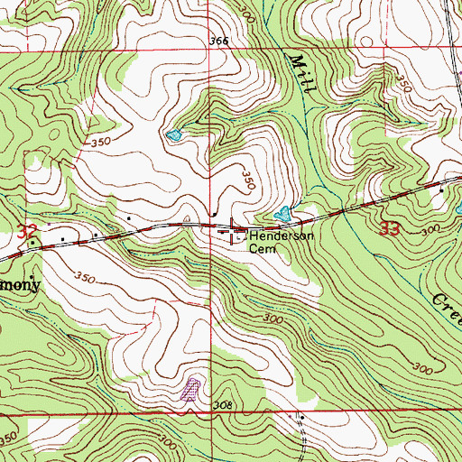 Topographic Map of Henderson Cemetery, AL