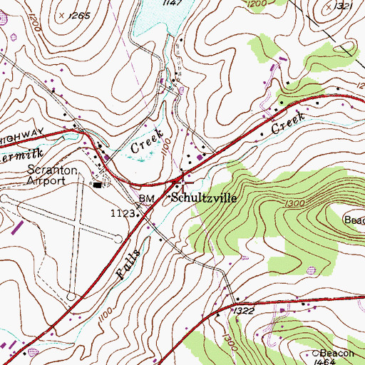Topographic Map of Schultzville, PA