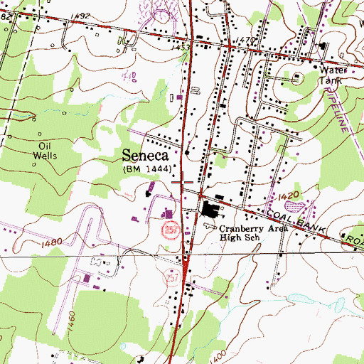 Topographic Map of Seneca, PA