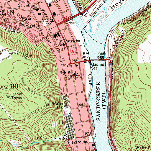 Topographic Map of Seventh Saint School, PA