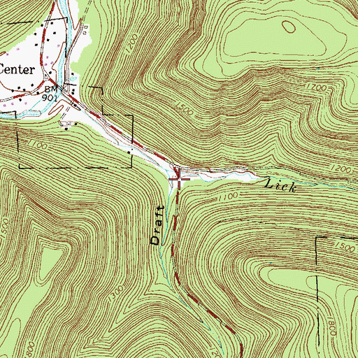 Topographic Map of Shadrach Draft, PA