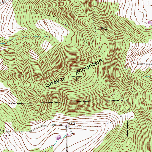 Topographic Map of Shaver Mountain, PA