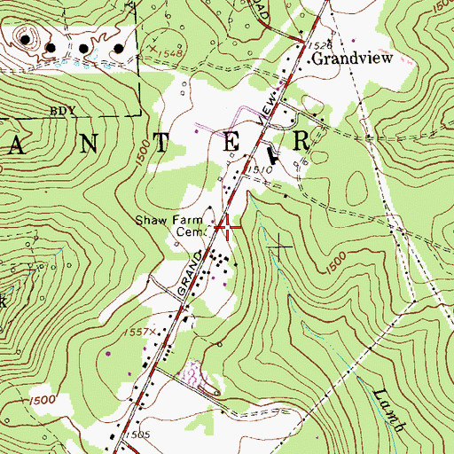 Topographic Map of Shaw Farm Cemetery, PA
