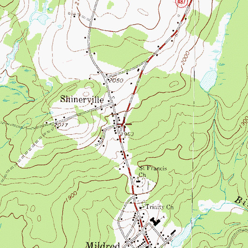Topographic Map of Shinerville, PA