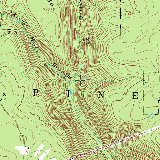 Topographic Map of Shingle Mill Branch, PA