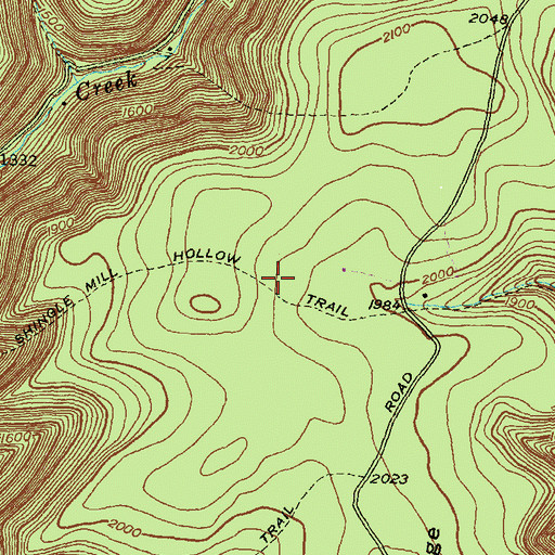 Topographic Map of Shingle Mill Hollow Trail, PA