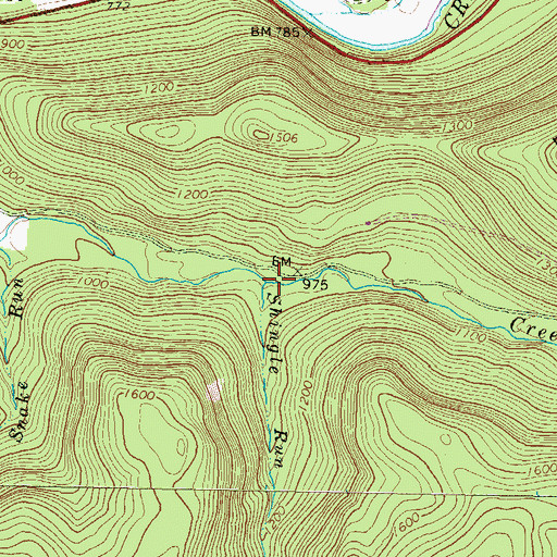 Topographic Map of Shingle Run, PA