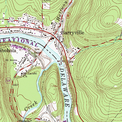 Topographic Map of Shohola Creek, PA
