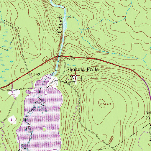 Topographic Map of Shohola Falls, PA