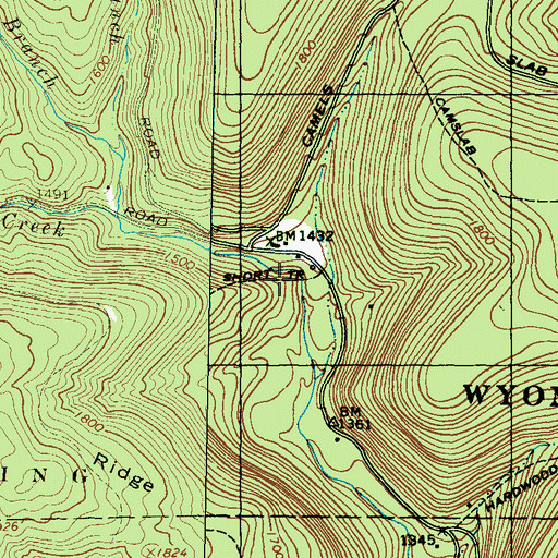 Topographic Map of Short Trail, PA