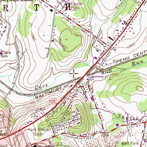 Topographic Map of Shutes Run, PA