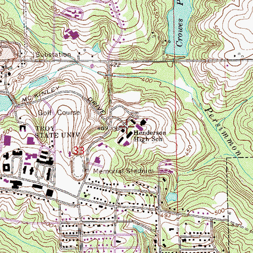 Topographic Map of Henderson High School, AL