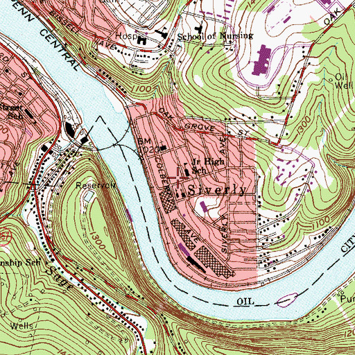 Topographic Map of Siverly, PA