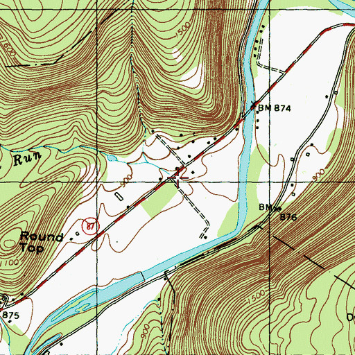 Topographic Map of Slab Run, PA