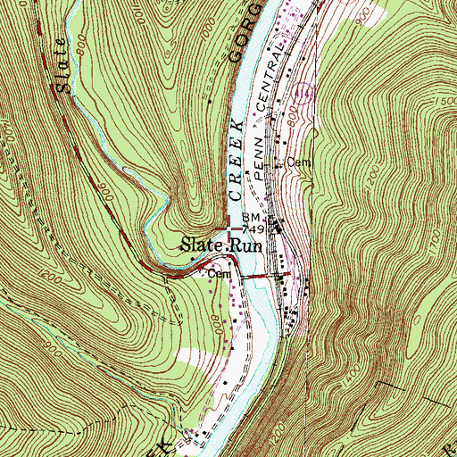 Topographic Map of Slate Run, PA