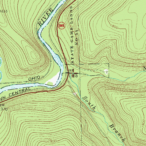 Topographic Map of South Branch Island Run, PA