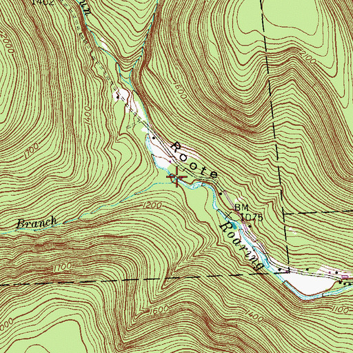 Topographic Map of South Branch Roaring Run, PA