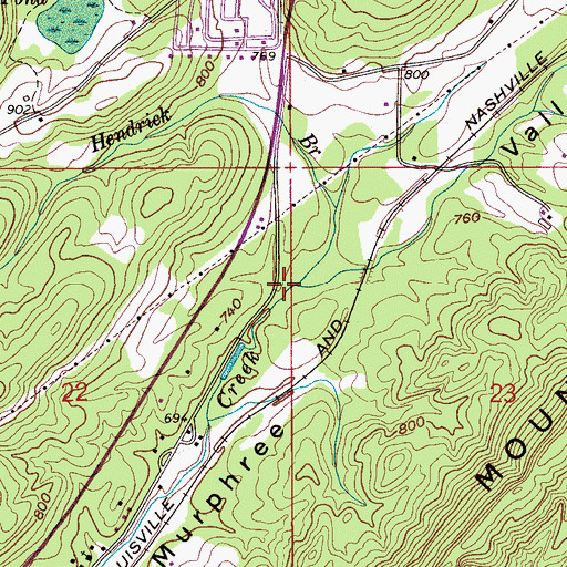Topographic Map of Hendrick Branch, AL