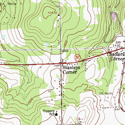 Topographic Map of Stanleys Corner, PA