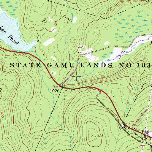 Topographic Map of State Game Lands Number 183, PA