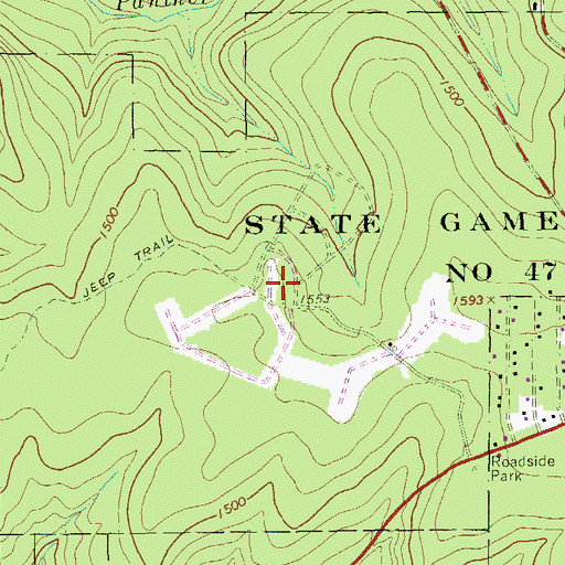 Topographic Map of State Game Lands Number 47, PA