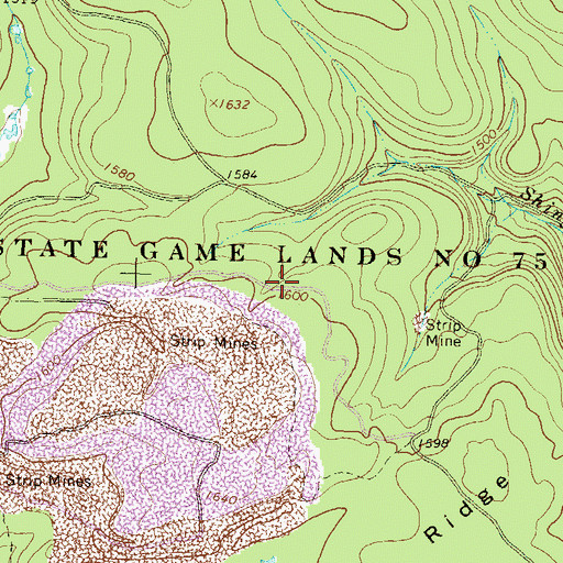 Topographic Map of State Game Lands Number 75, PA
