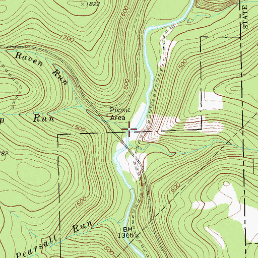 Topographic Map of Steep Run, PA