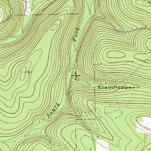 Topographic Map of Steinhopper Hollow, PA