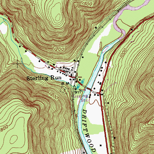 Topographic Map of Sterling Run, PA
