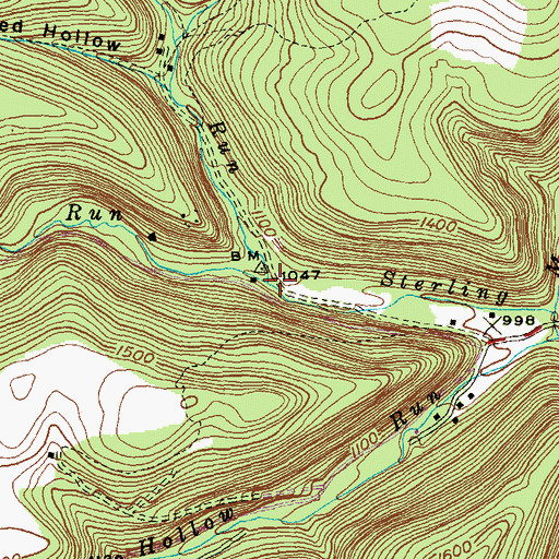 Topographic Map of Sterling Run, PA