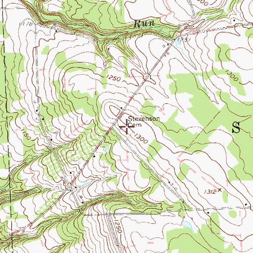 Topographic Map of Stevenson Cemetery, PA